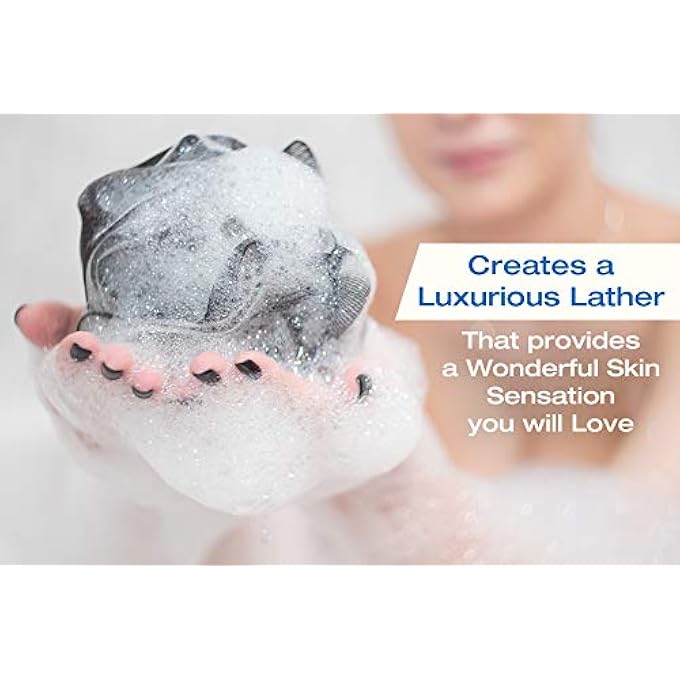 Tilcare XXL 90g Charcoal Shower Loofah 3 Pack by - Perfect Bath Sponge for Exfoliating for Men & Women - Body Scrubber Brush for Cleansing and Smooth Skin - Scrubbies That Remove Excess Oil and Dirt - Image 4